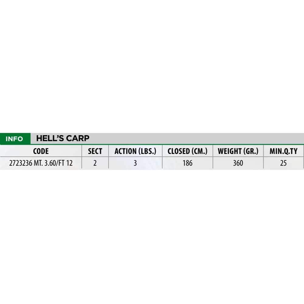 Lineaeffe Hells Carp 3.60 m canna carpfishing 3 lbs carbonio