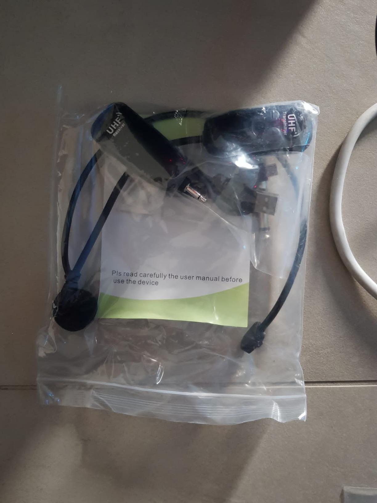 PELLOR Microfono Archetto Wireless UHF 2 in 1 Nero