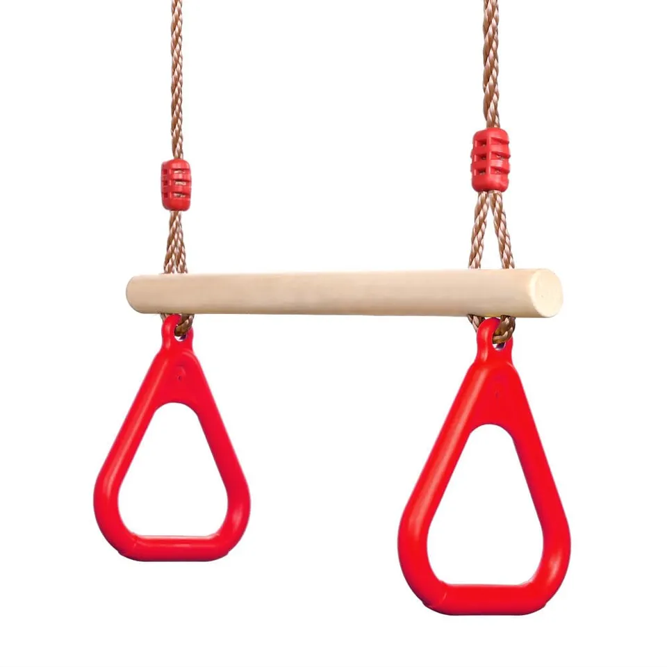 PELLOR Trapezio Legno Rosso Anelli Ginnastica 160 kg