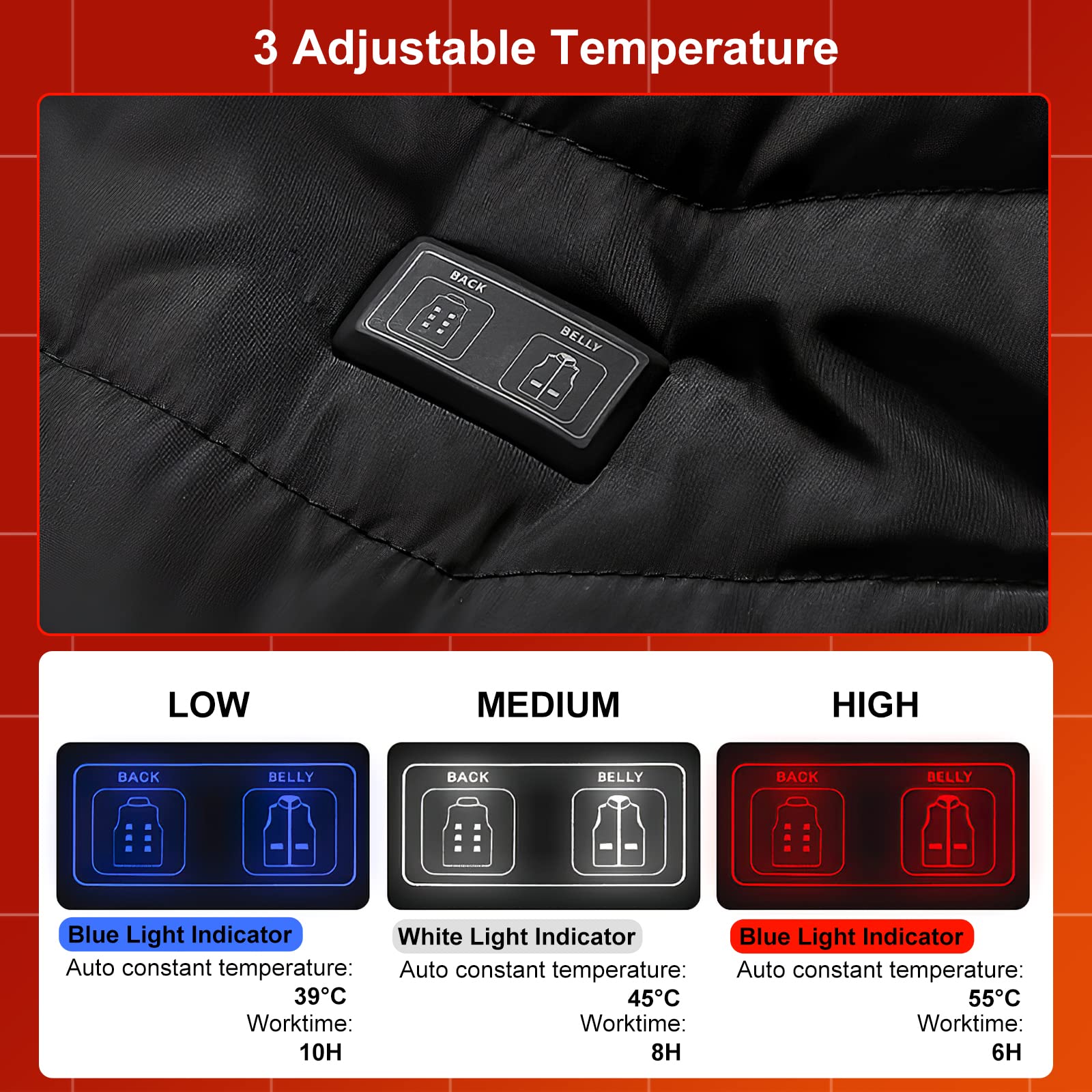PELLOR Hunting Gilet Riscaldato USB XXL Nero Uomo Donna