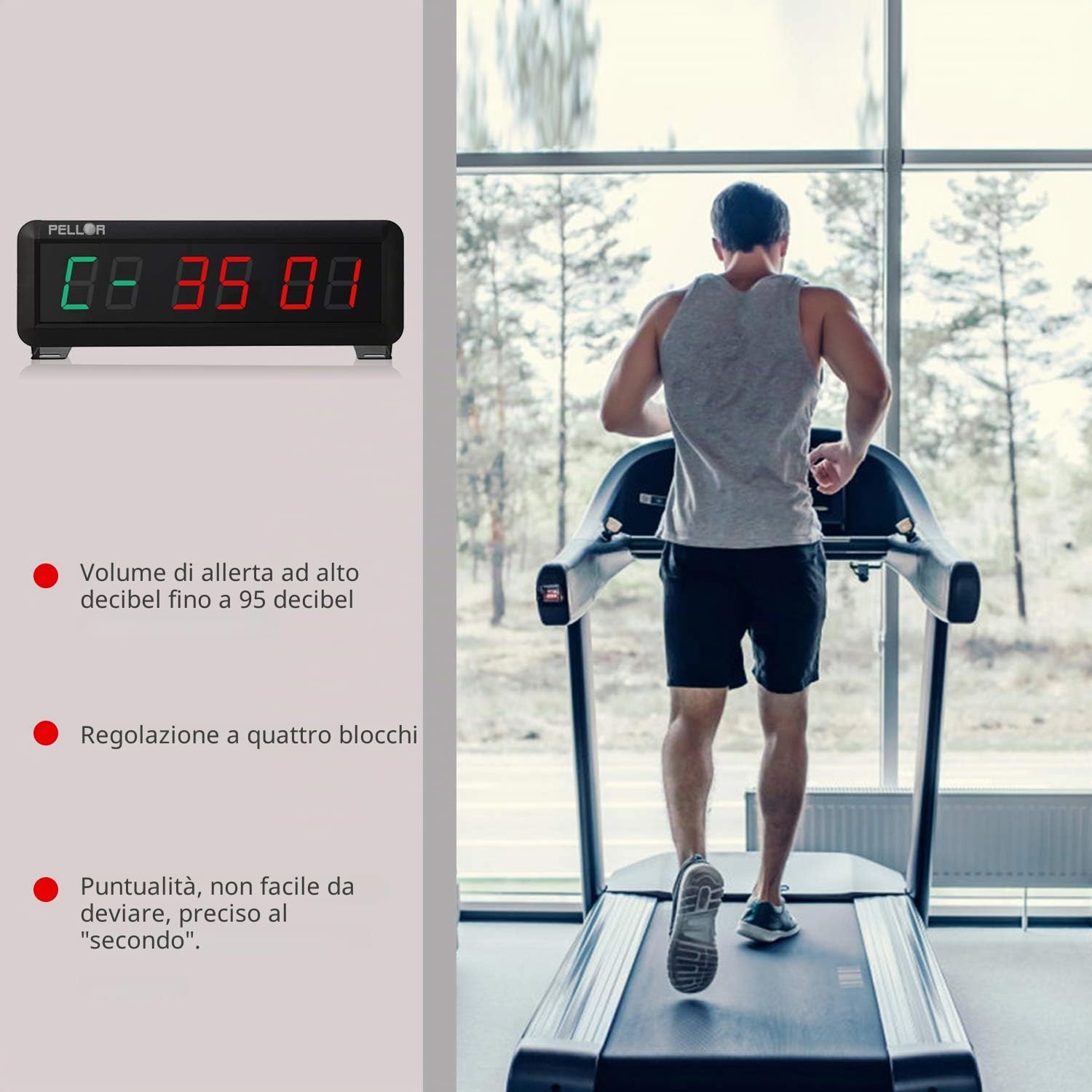 Pellor gym timer orologio palestra LED telecomando