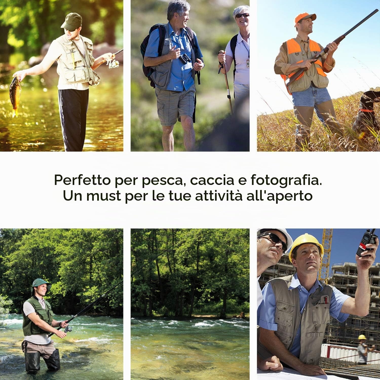 PELLOR Fishing Gilet Pesca Uomo Verde Multi Tasca