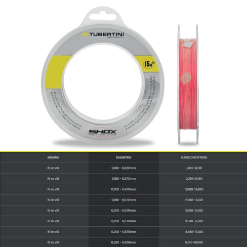 Tubertini Shox Pink shock leader conico 0.16-0.32 15x10m