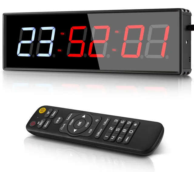 PELLOR Timer Palestra LED 27x8,5 cm Blu Rosso con Telecomando