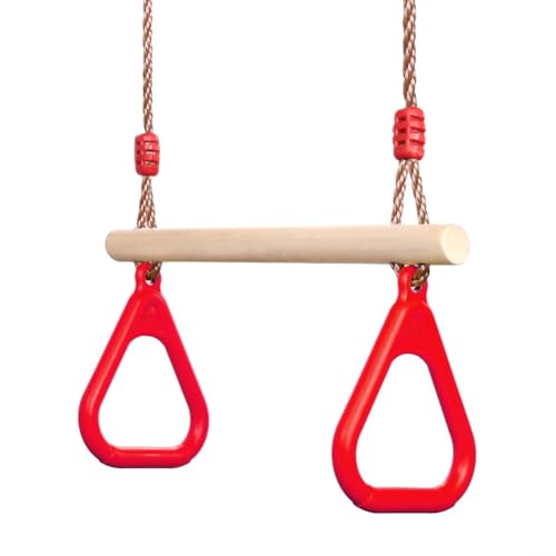 PELLOR Trapezio Legno Rosso Anelli Ginnastica 160 kg
