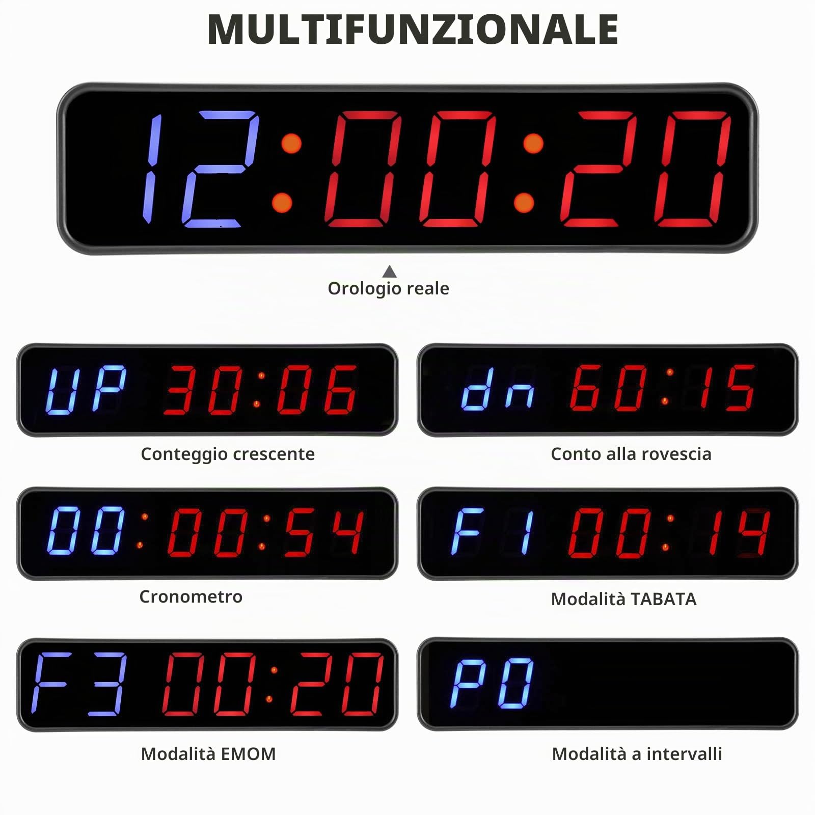 PELLOR Exercise Fitness Timer Palestra LED 1,5" Magnetico con Telecomando