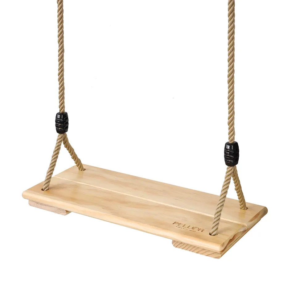 PELLOR Altalena Legno Beige Corda Regolabile 45 cm