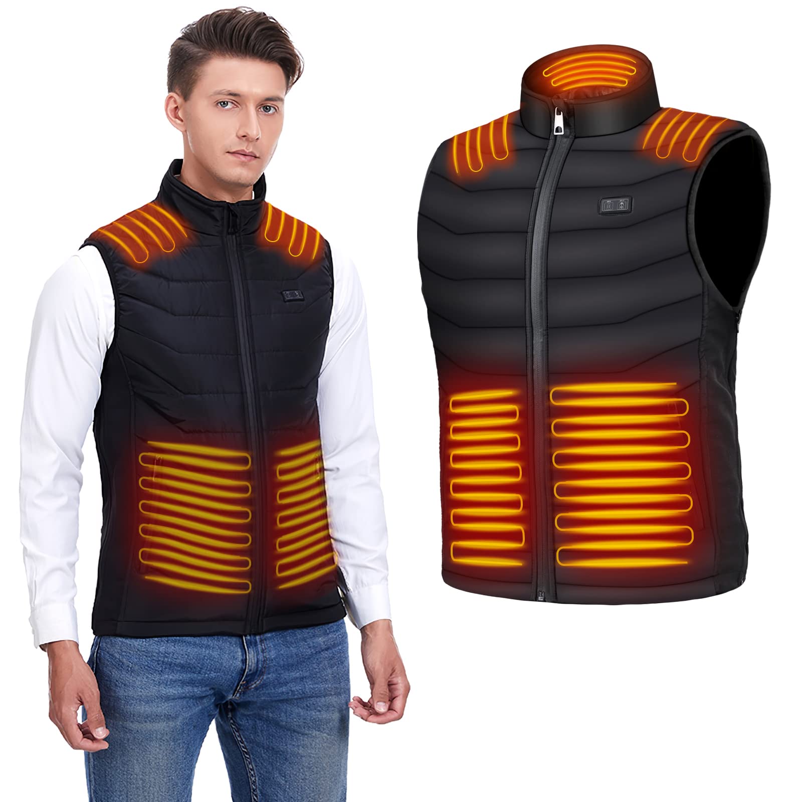 PELLOR Hunting Gilet Riscaldato USB XXL Nero Uomo Donna