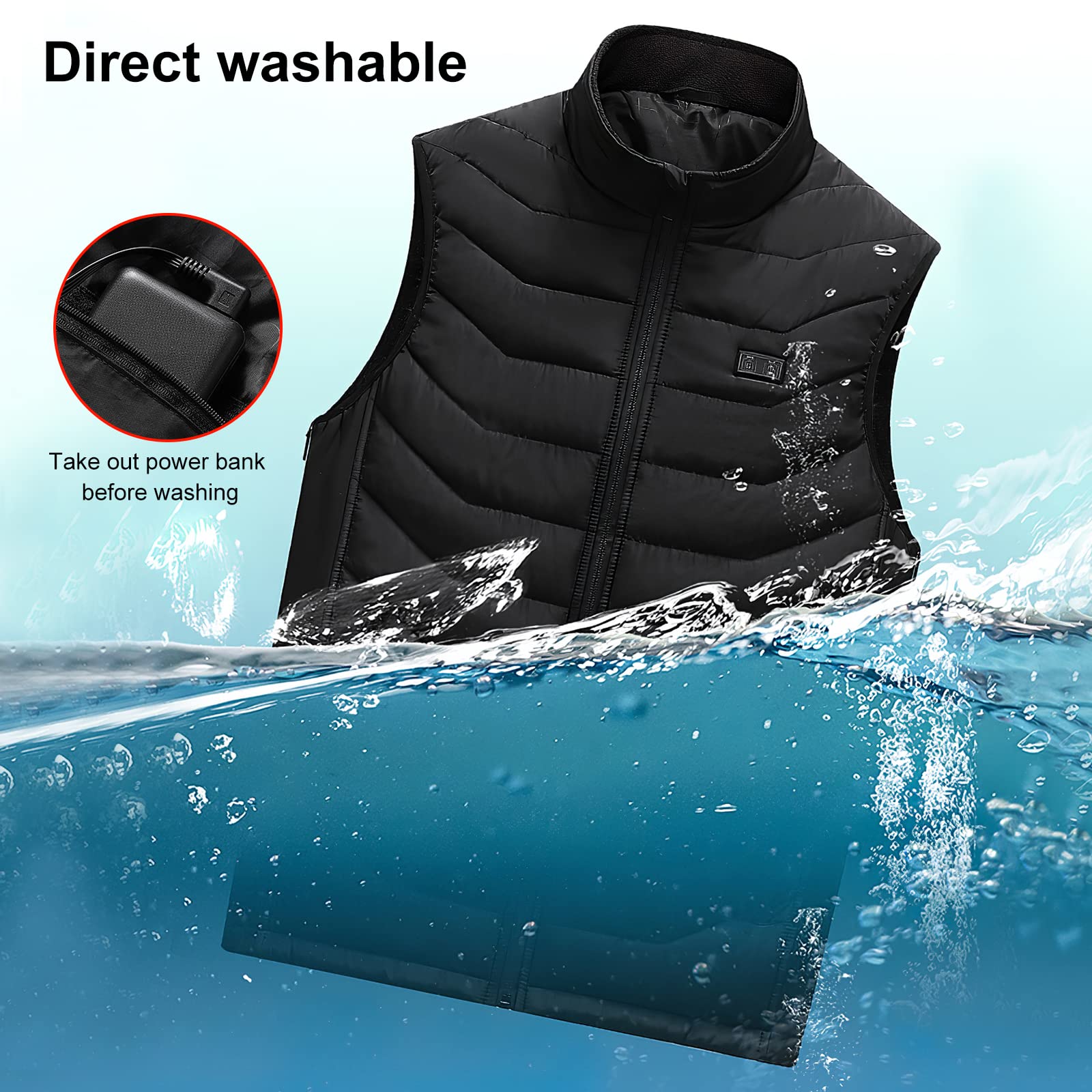 PELLOR Hunting Gilet Riscaldato USB XXL Nero Uomo Donna