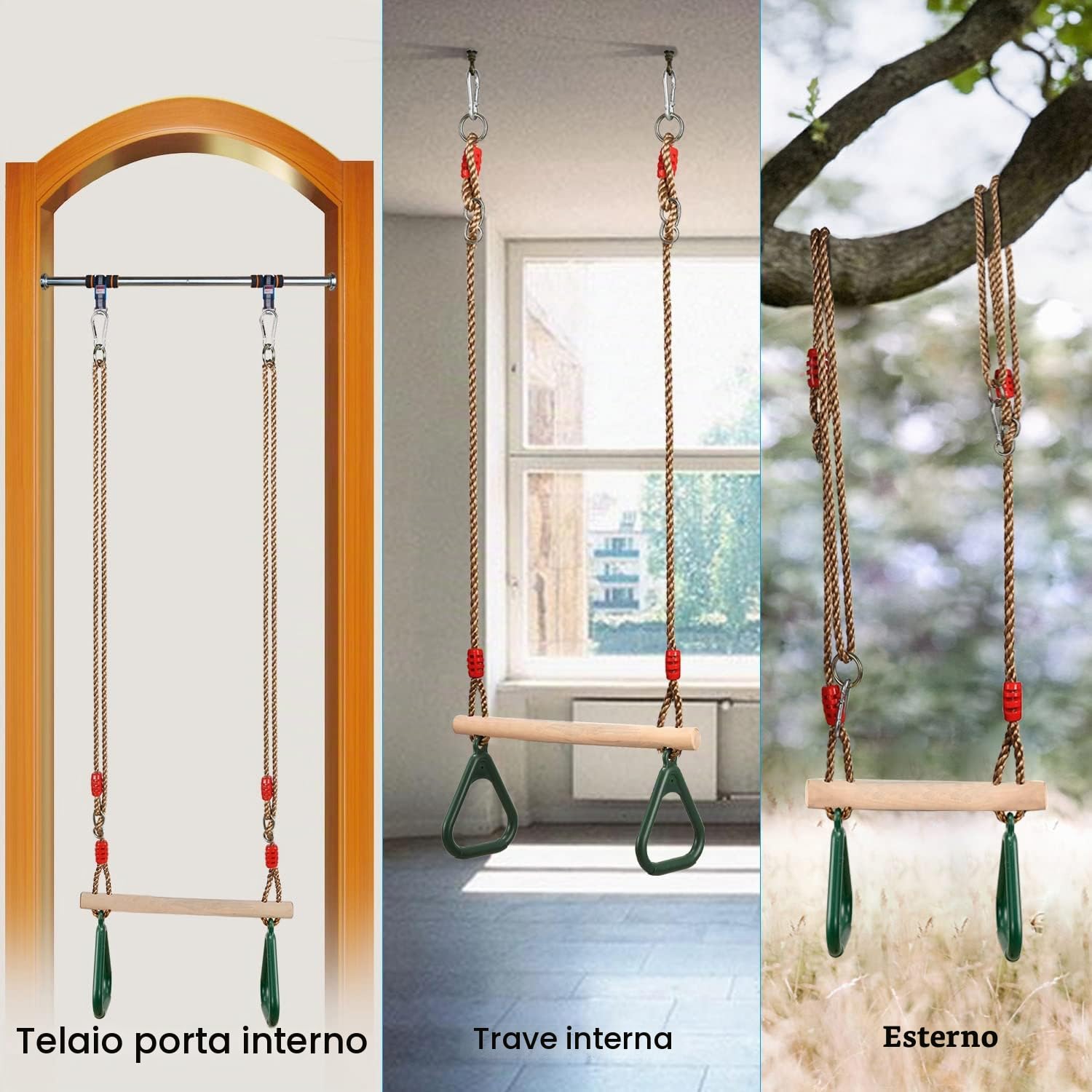 PELLOR Altalena Trapezio Altalena Bambini Verde 160 kg