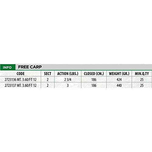 Lineaeffe Free Carp 3.60 m 3 lbs Canna Carpfishing Telescopica