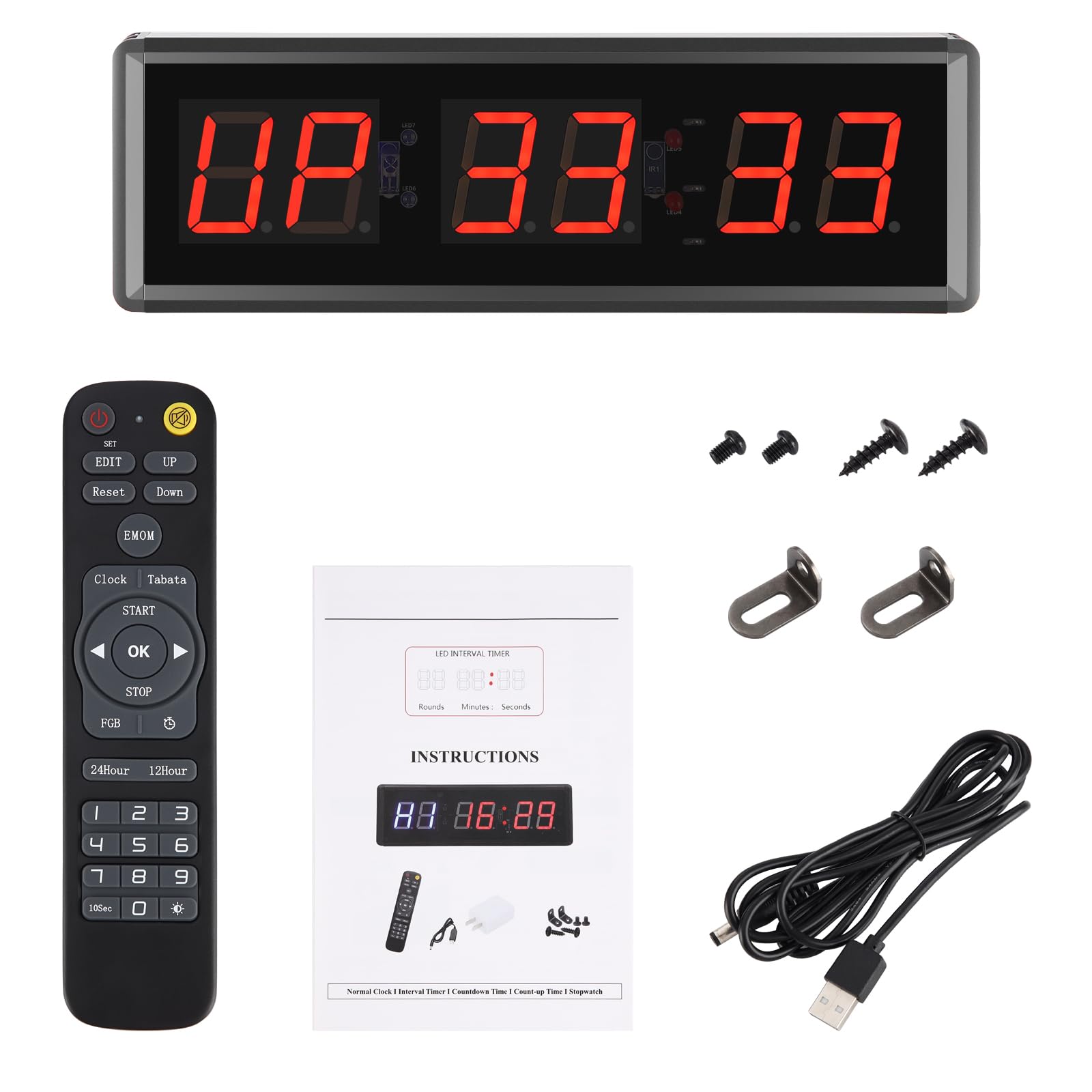 PELLOR Timer Palestra LED 27x8,5 cm Blu Rosso con Telecomando