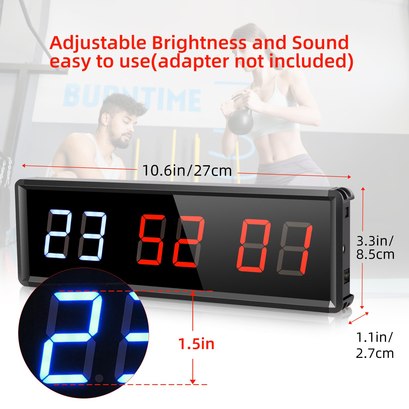 PELLOR Timer Palestra LED 27x8,5 cm Blu Rosso con Telecomando