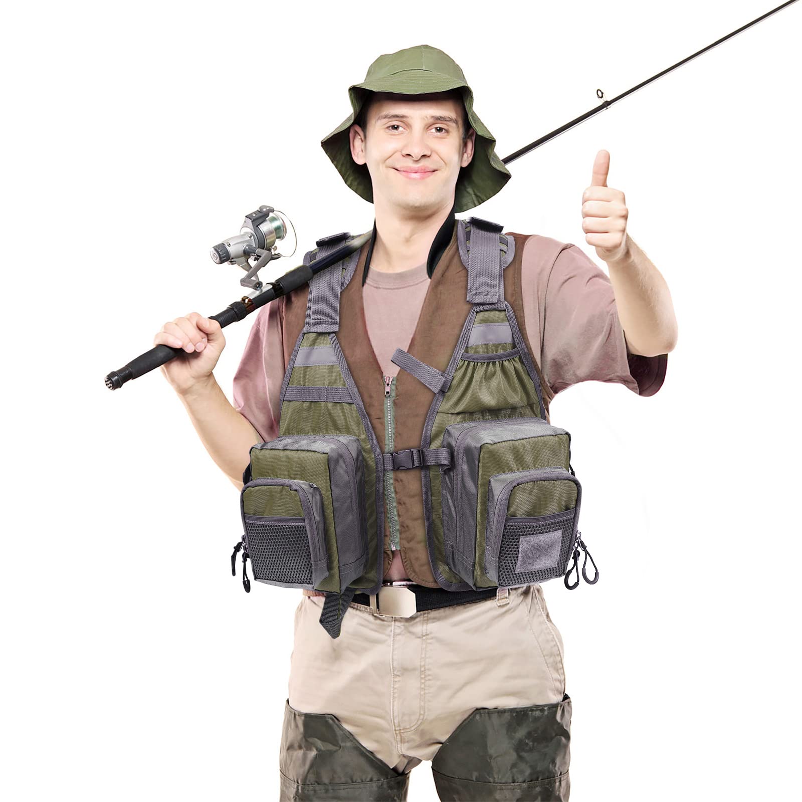 PELLOR Fishing Gilet da Pesca Unisex Leggero Multi Tasche