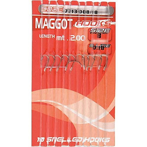 Lineaeffe Maggot Hooks Amo 8 Ami Legati Fluorocarbon 10 Pezzi