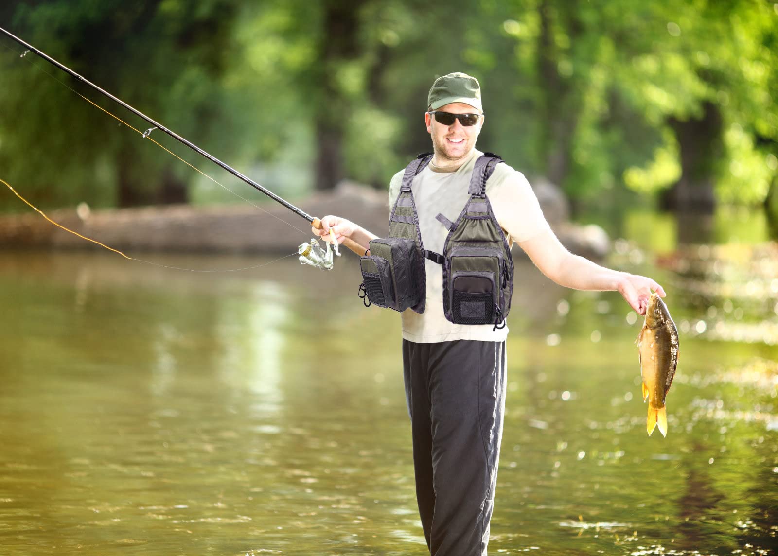 PELLOR Fishing Gilet da Pesca Unisex Leggero Multi Tasche