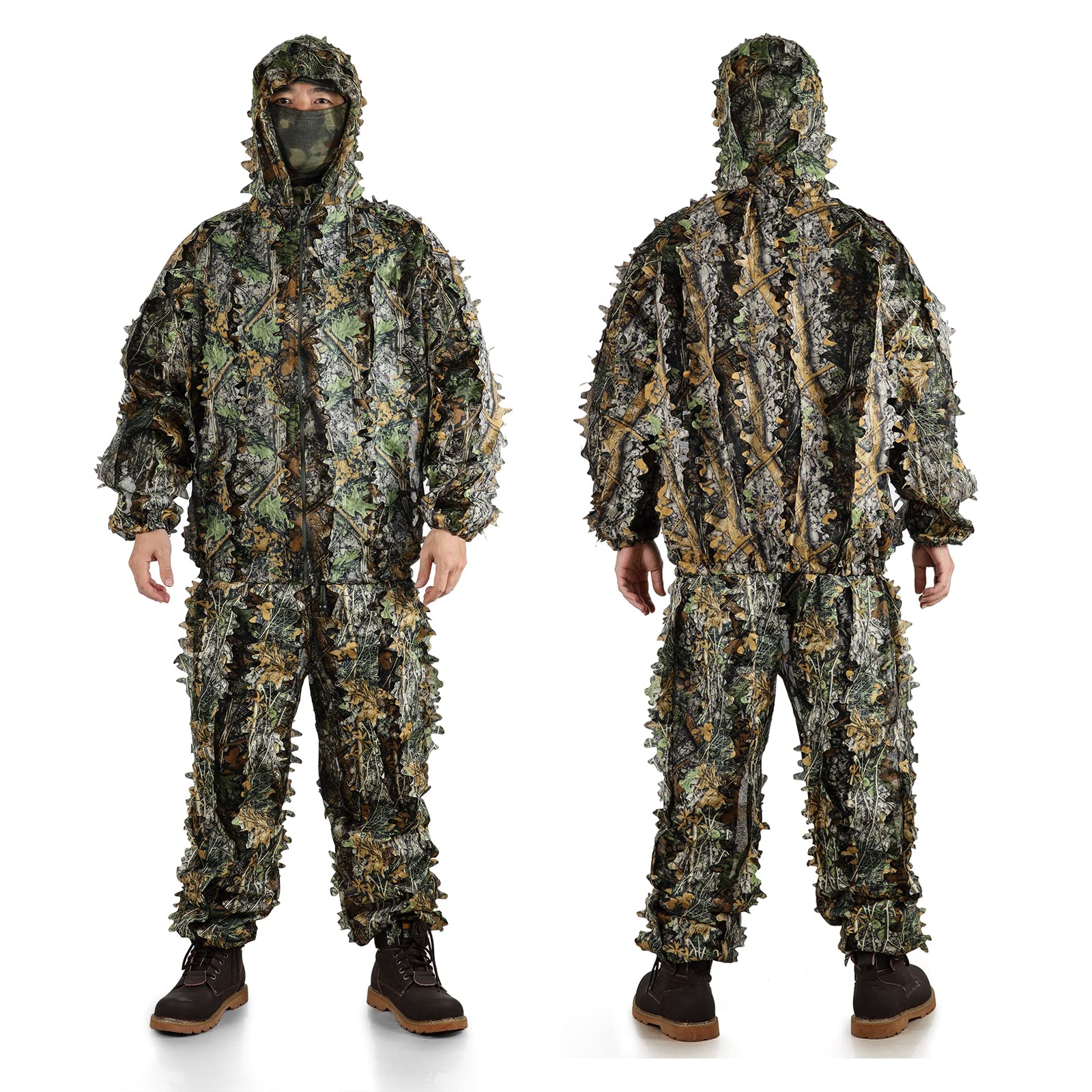Pellor Hunting tuta mimetica ghillie M-L 3D foglie