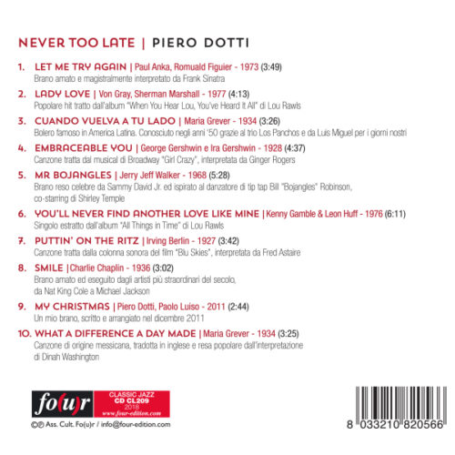 Albore Never Too Late CD CL 209 Piero Dotti Piano Jazz