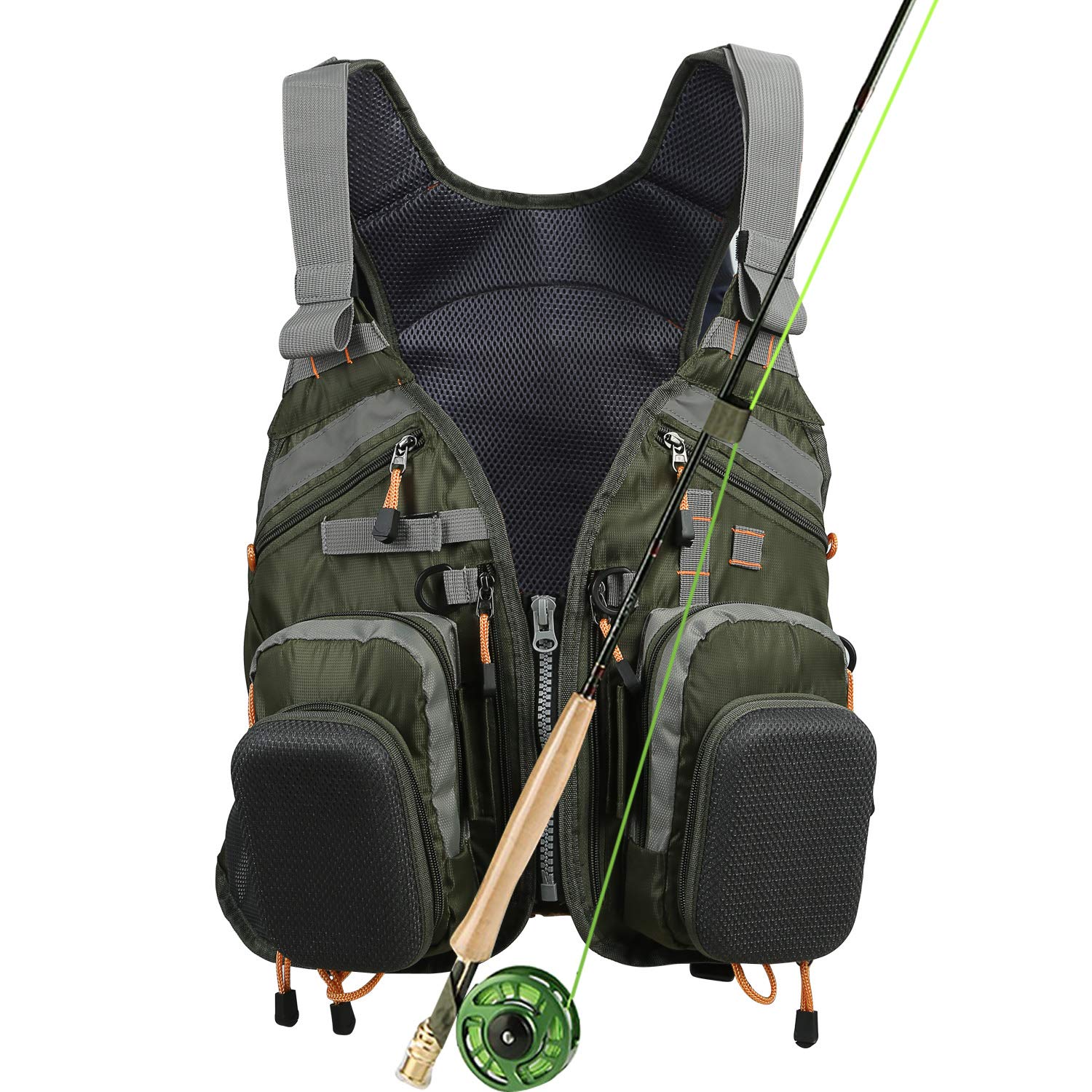 PELLOR Fishing Gilet da Pesca Uomo Multi-Tasca Traspirante