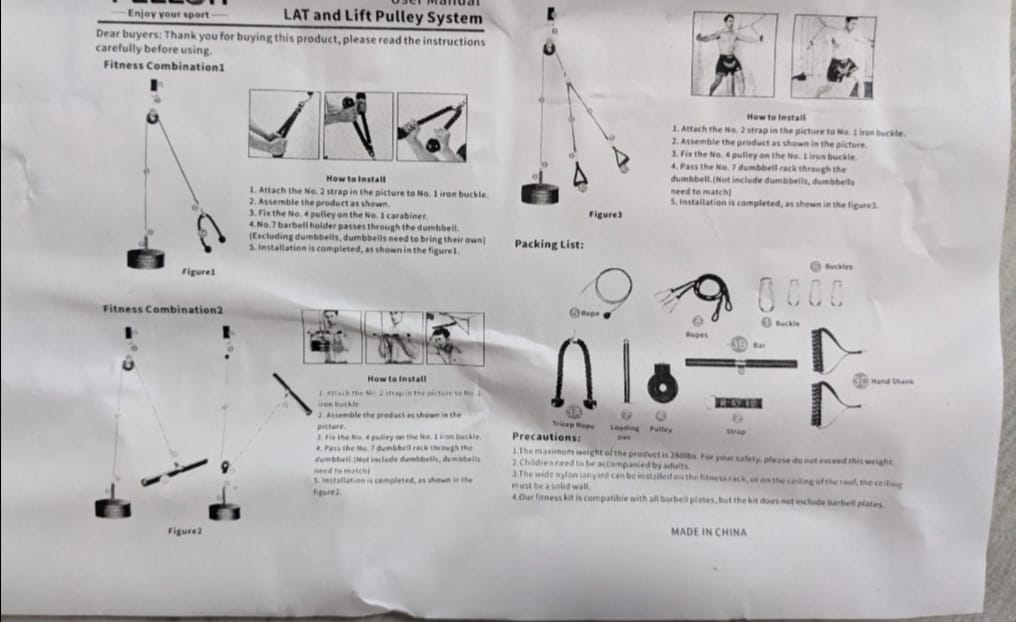 PELLOR Pulley System 127 kg Carrucola Palestra Casa