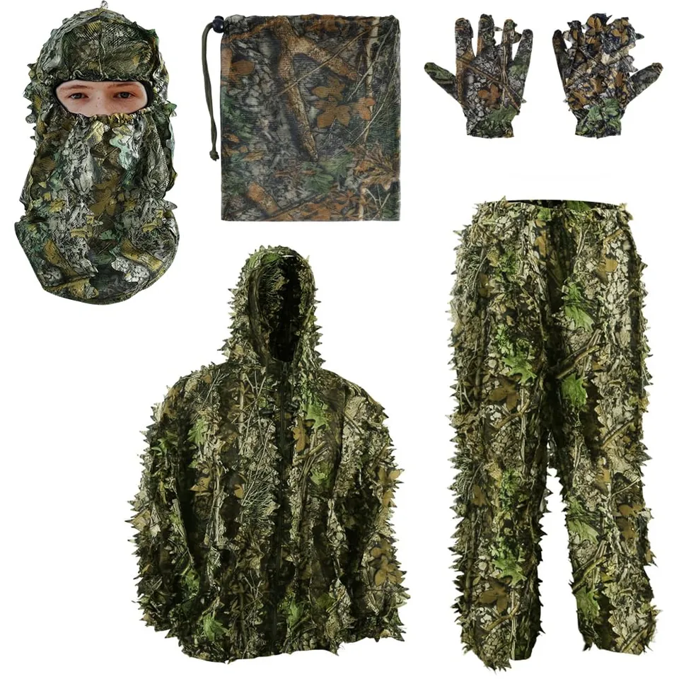 Pellor Hunting tuta mimetica ghillie M-L 3D foglie