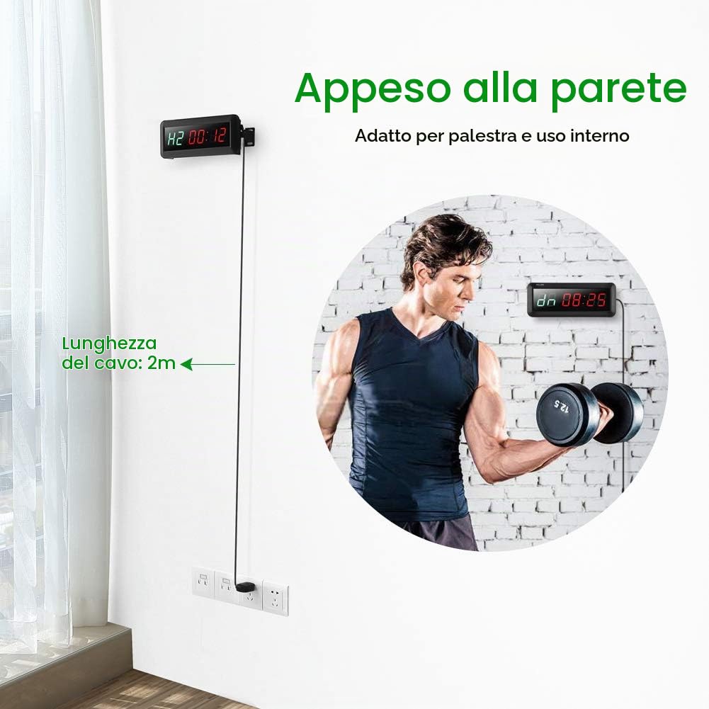 PELLOR Gym Timer orologio palestra LED con telecomando