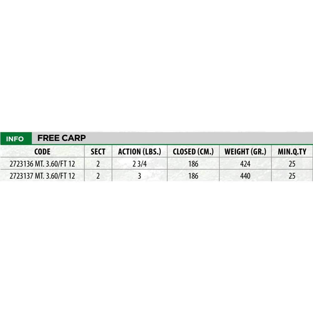 Lineaeffe Free Carp 3.60 m 3 lbs Canna Carpfishing Telescopica