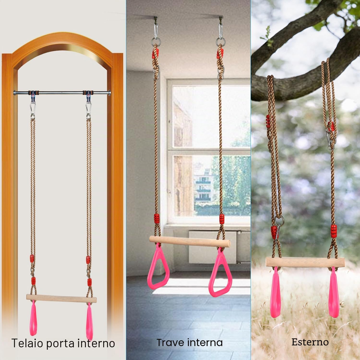 PELLOR Altalena Trapezio Altalena Bambini Rosa 160 kg