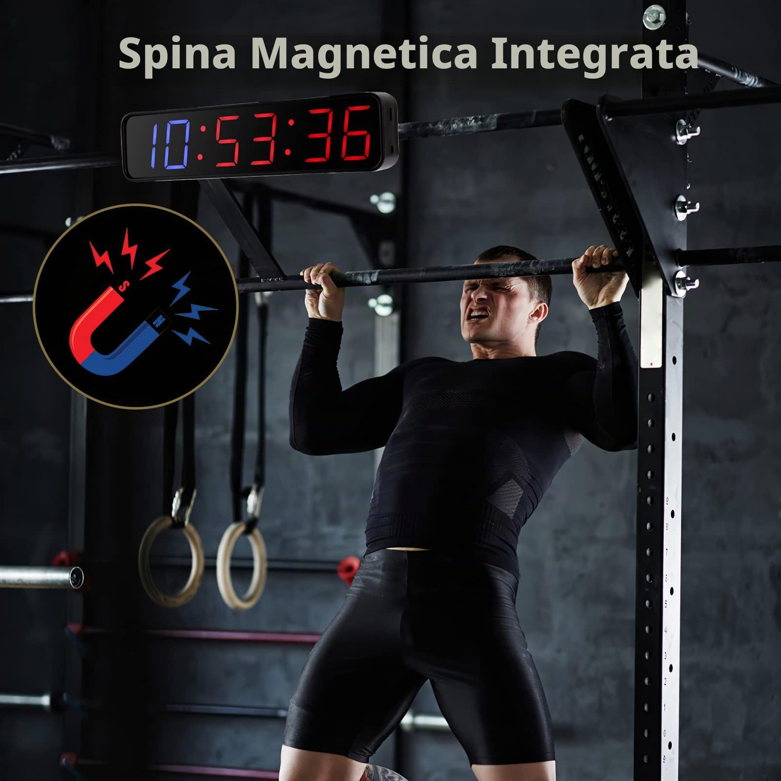 PELLOR Exercise Fitness Timer Palestra LED 1,5" Magnetico con Telecomando