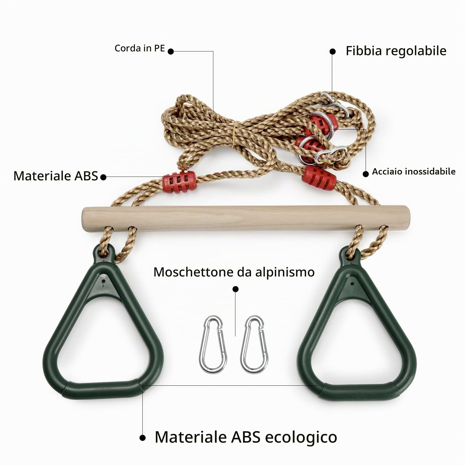PELLOR Altalena Trapezio Altalena Bambini Verde 160 kg