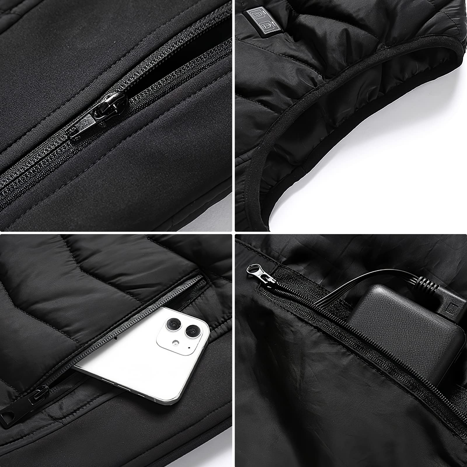 PELLOR Hunting Gilet Riscaldato USB XXL Nero Uomo Donna