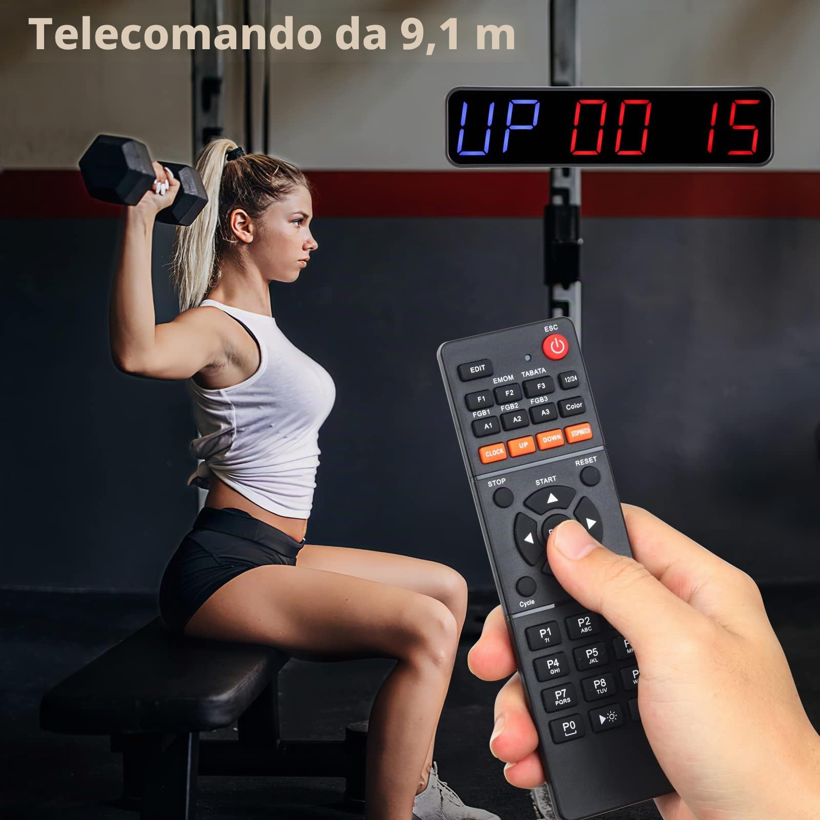 PELLOR Exercise Fitness Timer Palestra LED 1,5" Magnetico con Telecomando