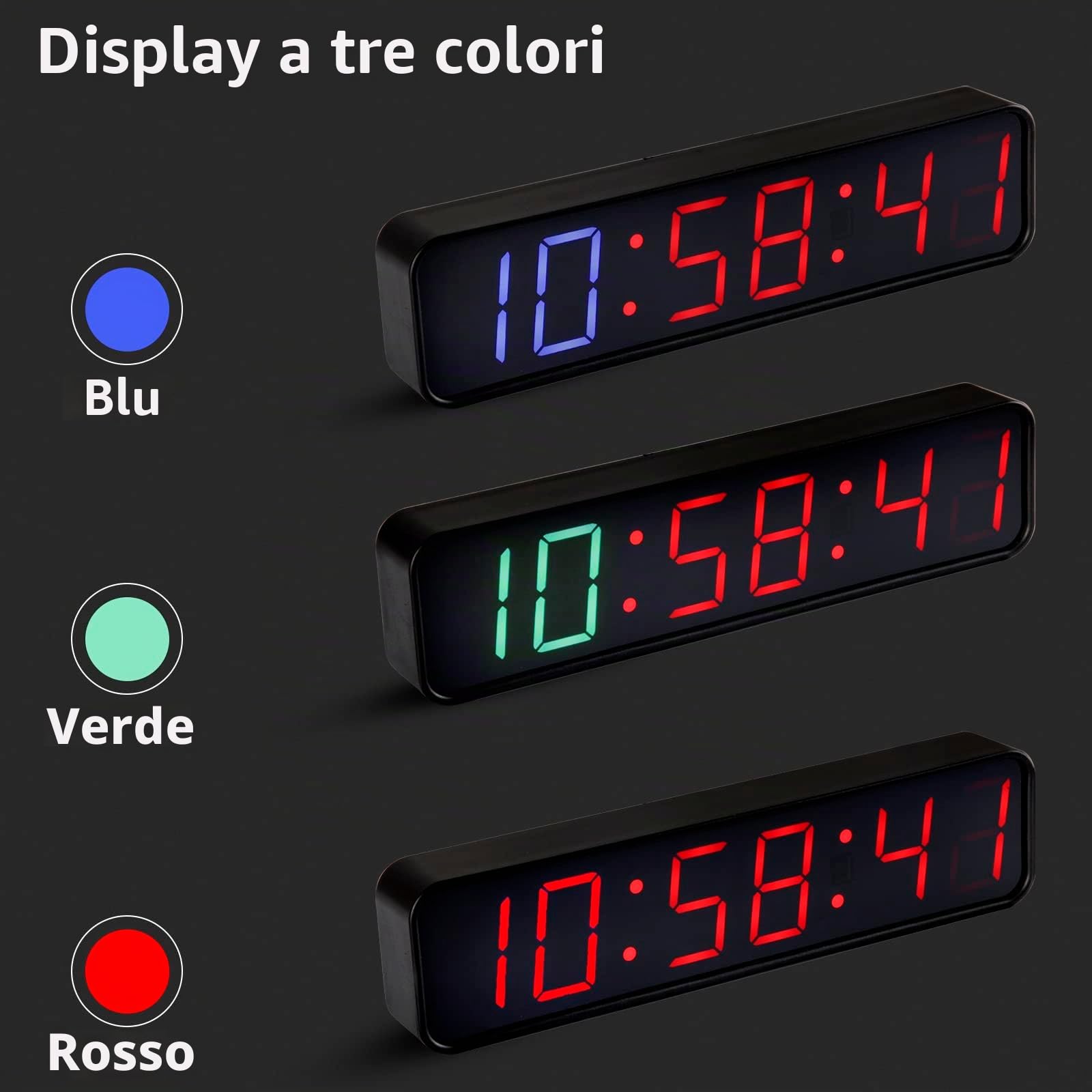 PELLOR Exercise Fitness Timer Palestra LED 1,5" Magnetico con Telecomando