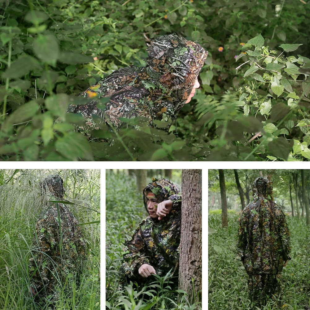 Pellor Hunting tuta mimetica ghillie M-L 3D foglie