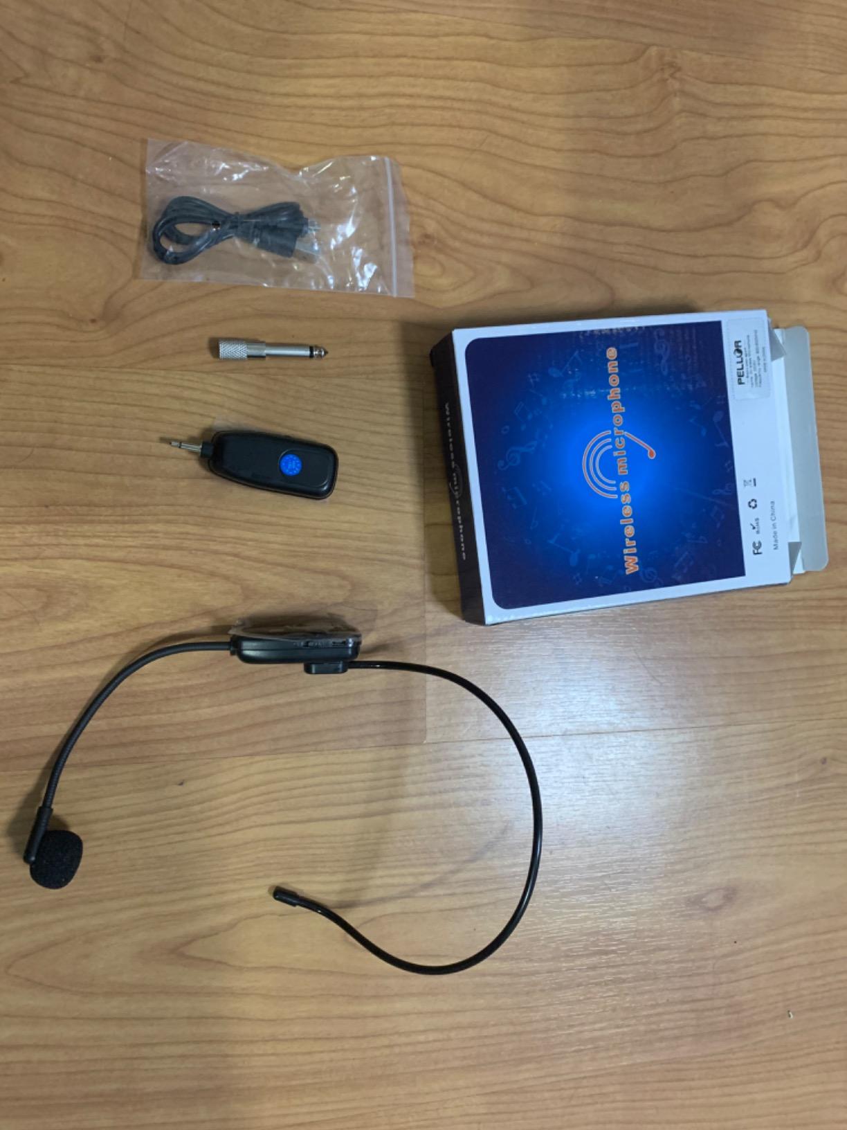 PELLOR Microfono Archetto Wireless UHF 2 in 1 Nero