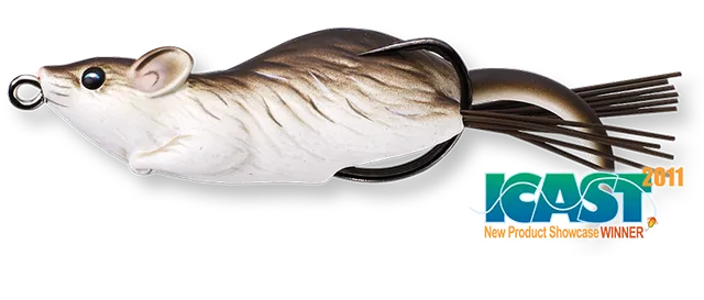 Livetarget Hollow Body esca topwater Mouse 5,7 cm Black White