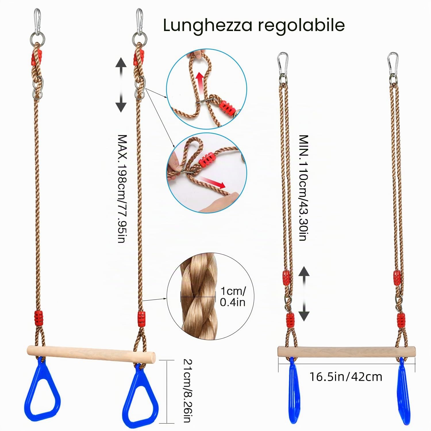 PELLOR Altalena Trapezio Altalena Bambini Blu 160 kg