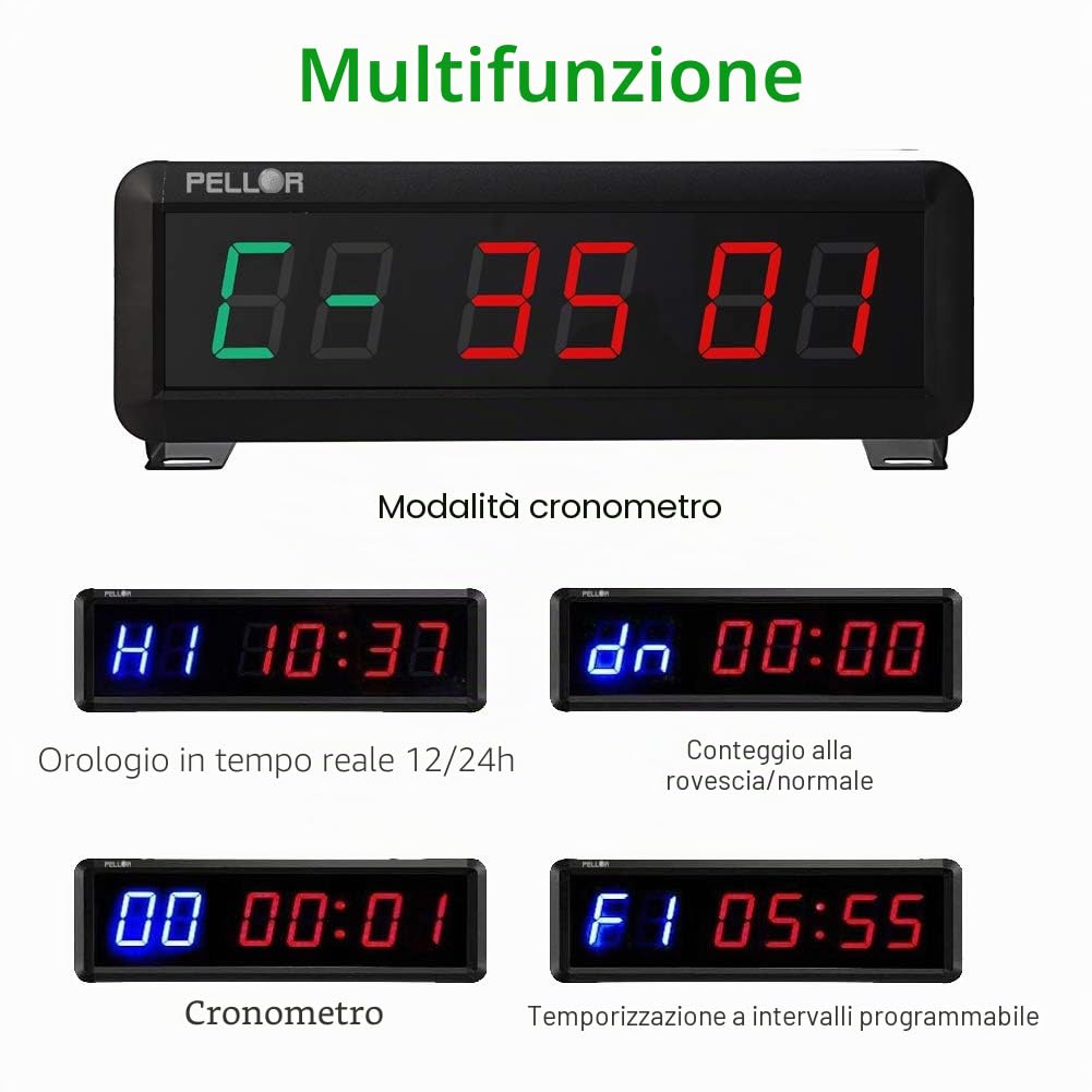 Pellor gym timer orologio palestra LED telecomando