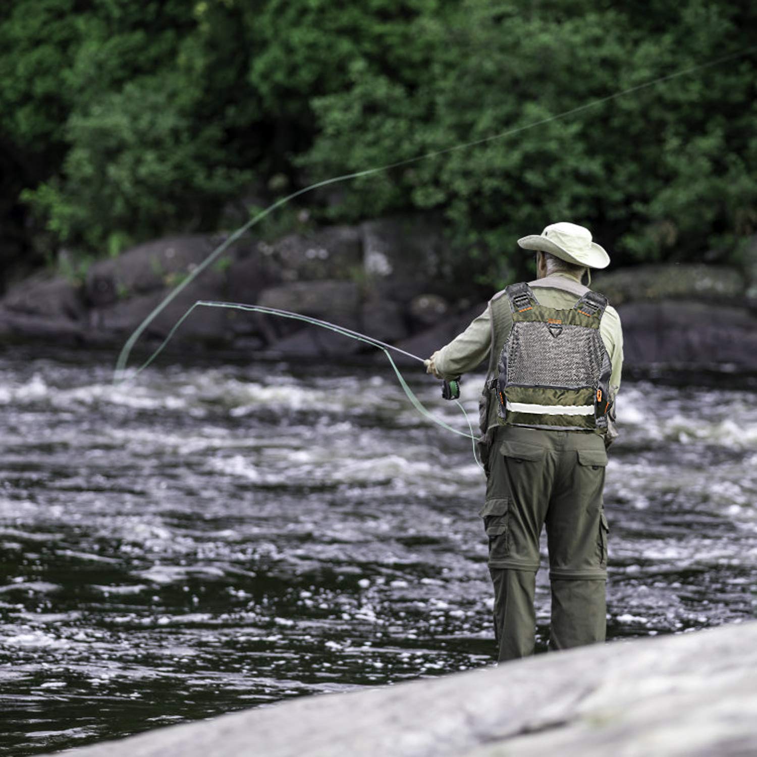 PELLOR Fishing Gilet Pesca Uomo Verde Multi Tasca