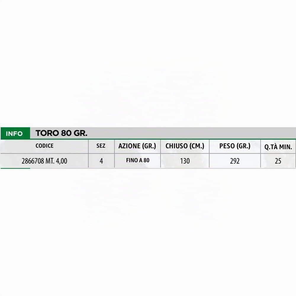 Linea Effe Toro 4 m Canna Pesca 80 g Carbonio